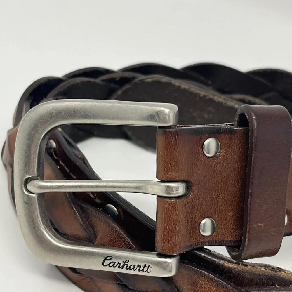 Carhartt braided leather belt brown 1.5 inch men large